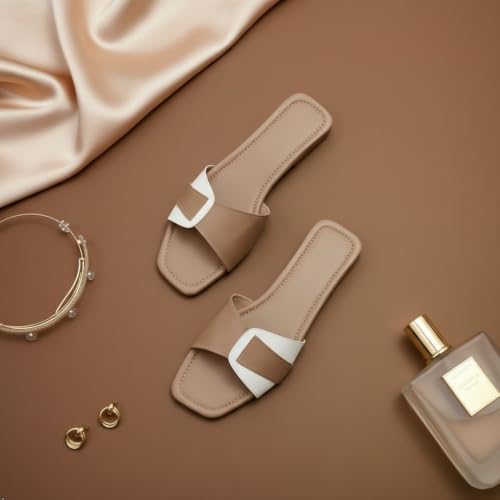 Image of Women's Square Toe Buckle Strap Flat Slides