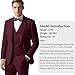 Men's 3-Piece Slim Fit Suit with Bow Tie, Single Button Blazer Vest Pants Set for Wedding Business, Formal Suit for Men Dark Red