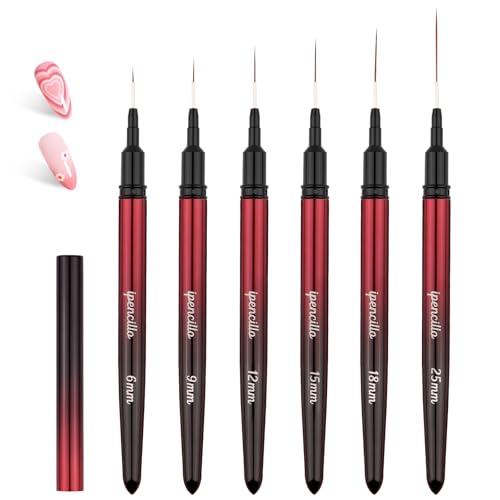 Nail Art Brushes, 6 Pcs Nail Liner Brushes for Nails, Nail Brushe...