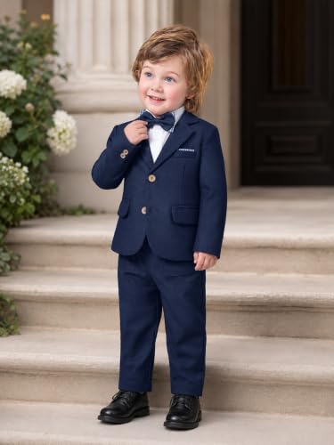 Image of Volunboy Toddler Suit Baby Boy 3 Piece Linen Tuxedo 18M-5T