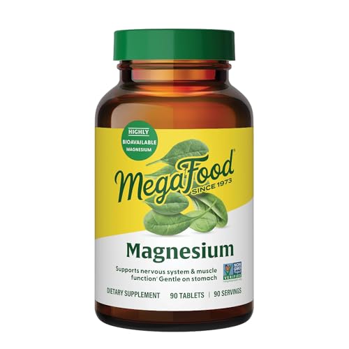 Megafood Magnesium Supplement with Fermented Magnesium Glycinate - Chelated - Supports Heart & Nervous System - Vegan Gluten-Free Non-GMO Kosher - Made Without 9 Food Allergens - 90 Tablets Megafood Magnesium Supplement with Fermented Magnesium Glycinate - Chelated - Supports Heart & Nervous System - Vegan Gluten-Free Non-GMO Kosher - Made Without 9 Food Allergens - 90 Tablets
