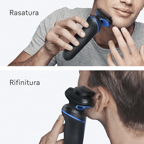 Braun Series 5 Rasoio Elettrico Barba, Wet&Dry, 50 Min di Utilizzo, Accessorio Rifinitore di Precisione, Senza Fili, 100% Impermeabile, 52-B1200si, Blu - Immagine 4