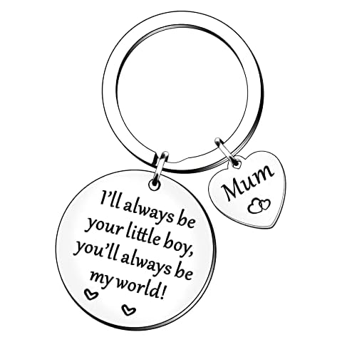 HULALA Mum Gifts Mum Keyring from Son Mother Mummy Mom Gifts Christmas Birthday Mother's Day Gifts I'll Always Be Your Little Boy You'll Always Be My World Keychain Cover