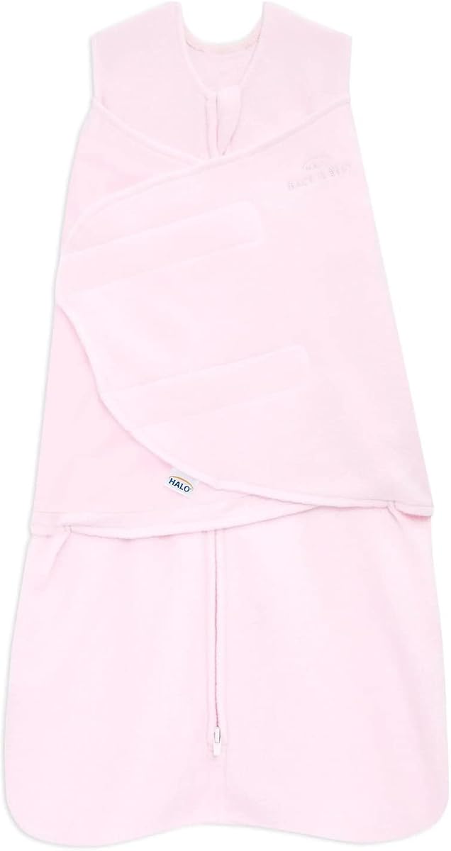HALO Micro-Fleece Sleepsack Swaddle, 3-Way Adjustable Swaddle Blanket for Newborn and Infants, TOG 3.0 for Cold Climates, Hip Healthy, Soft Pink, Newborn, 0-3 Months