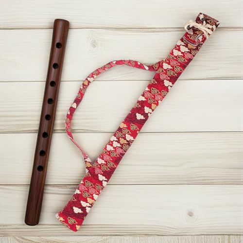 MAGICLULU Étui à Flûte Paquet en Coton Rouge avec Bandoulière, Protection Instrument, pour Flûte Bambou et Recorder, Voyage et Spectacles Extérieurs, Débutants et Professionnels – vue 4