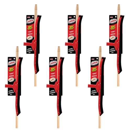 Image of Libman Commercial 542 Heavy-Duty Curved Floor Squeegee with Wooden Handle, 24 inch Wide (Pack of 6), Black /Gray