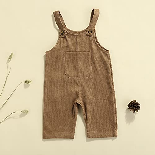 Newborn Baby Boy Girl Summer One Piece Button Suspender Overalls Jumpsuit Sleeveless Plain Romper Outfit Bib Pants (A-Coffee, 2-3T) #TOP2