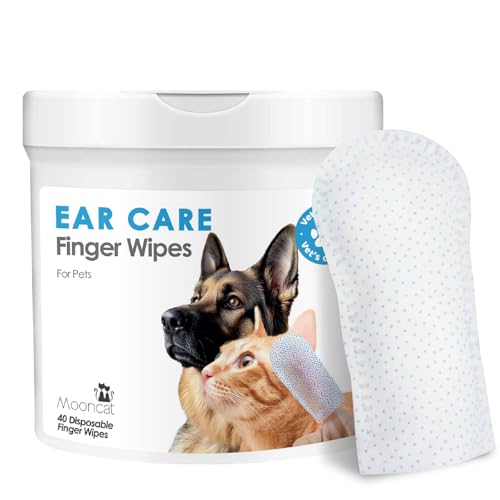 Mooncat Cat & Dog Ear Cleaner Wipes - Gentle Finger Wipes for Ear...