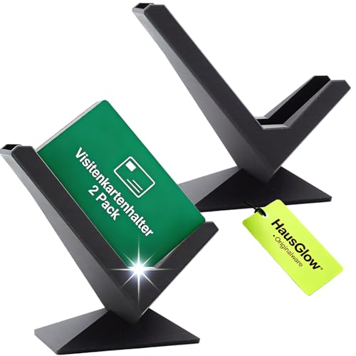 HausGlow Visitenkartenhalter 2 Pack - Visitenkarten Halter & Büro Kartenhalter Stabiler Visitenkartenständer & Eleganter Visitenkartenetui Nachhaltig Visitenkartenbox 60 Visitenkarten Aufbewahrung
