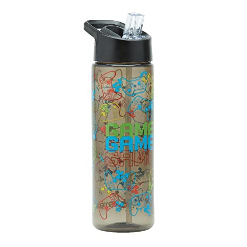Smash Gamer-Wasserflasche mit Strohhalm, 700 ml, Schwarz/Schwarz