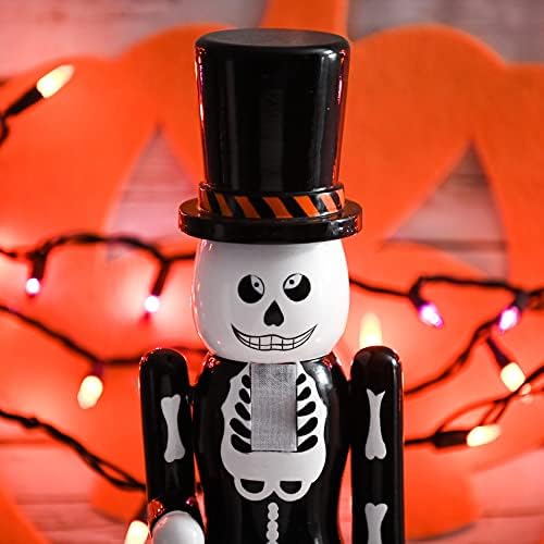 41ZtlZsaEML._AC_ Ornativity Christmas Scary Skeleton Nutcracker, Black and White Wooden Day of the Dead Skeleton Nutcracker Man with Cylinder Hat Xmas and Halloween Theme Holiday Nutcracker Doll Figure Decorations