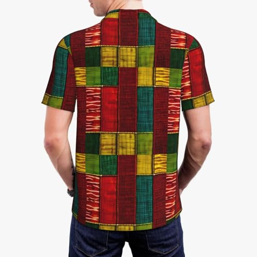 Polo respirant style africain imprimé chic finitions patchwork de haute qualité - 6