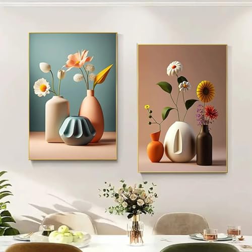 Poster Wabi Sabi vase en toile de 80x120cm lot de 2 pour la décoration du salon