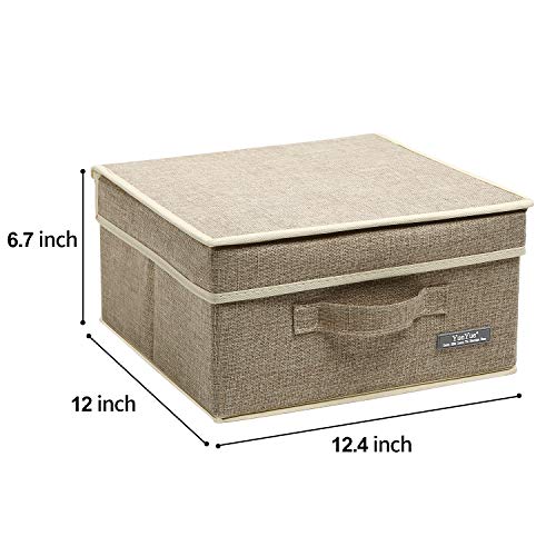 Image of YueYue Foldable Fabric Closet Organizer Bins Box Storage - 2 Pack 12.4 X 12 X 6.7 Inch Storage Bins With Lids Boxes Linen - Bins Storage Box Collapsible Cloth Pack Lid