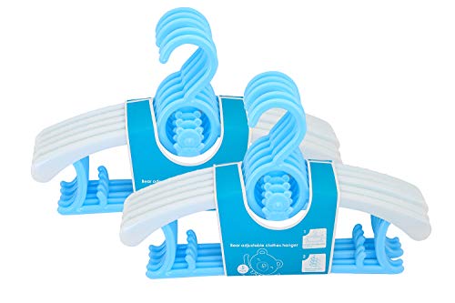 NewSeed ベビーハンガー 2020アップグレード 子供ハンガー ハンガー 10本組 滑り止め 伸縮式 厚手 スライド 厚く加工 キッズハンガー 洗濯物干し 衣類ハンガー 型崩れ防止 重ねる収納 多機能 乾湿両用 洗濯ハンガー (ブルー)