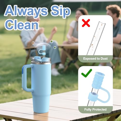 YOTIME 6Pcs Silicone Straw Covers Cap, 10mm Straw Toppers for Stanley - image 3