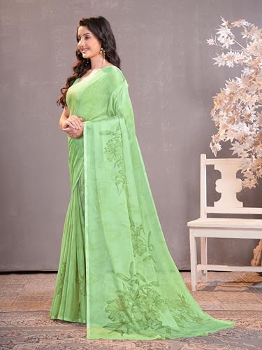 Image of Garden Vareli Floral Print Chiffon Saree