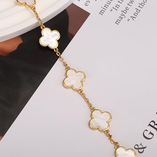 18K Gold Plated Clover Bracelet for Women, Four Leaf Clover Lucky Charm Bracelet, Dainty Jewelry Gifts for Women4