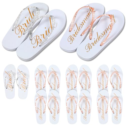 Cozypower 7 Pairs of Bride Bridesmaid Flip Flops Bachelorette Party Slippers Bridal Party Gifts Bridal Slippers for Wedding