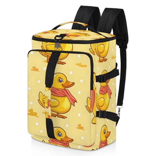 Tactical Sports Duffle Bag for Travel Waterproof Gym Bag with Shoe Compartment 48L Carry On Luggage for Men & Women 3-in-1 Durable Travel Luggage Yellow Ducks