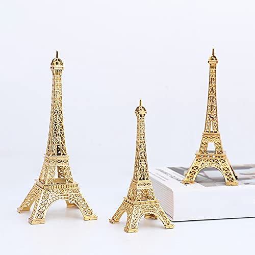 Mini figura Torre Eiffel de metal dorado para decoración miniatura 4