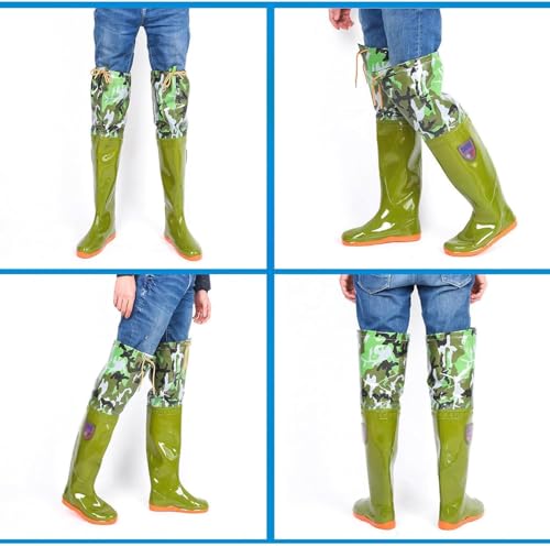 Botas de vadeo impermeables de PVC ligeras con cordón ajustable para estanque 5