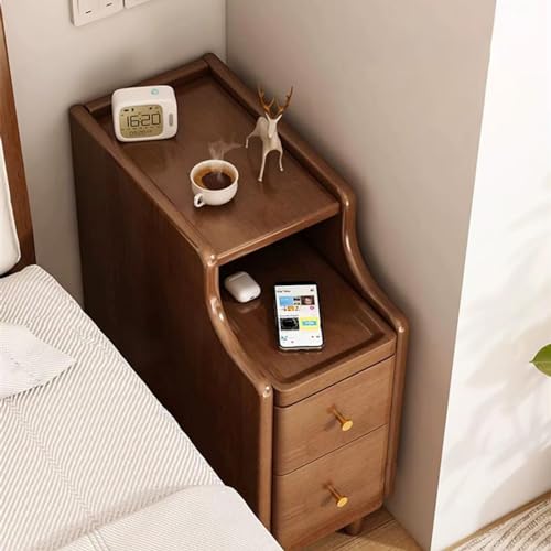 HJYBFA Mesita de Noche pequeña de Nogal, no Requiere Montaje, de Madera Almacenamiento, Mesa Auxiliar Moderna para Muebles de Dormitorio, 20 x 40 x 50 cm, nize Essentials