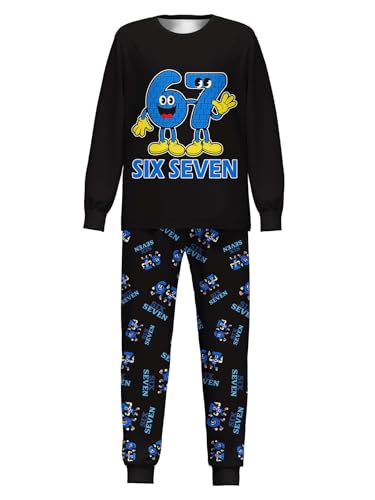 Difforever Boys Girls 67 Meme Shirts Pants Set Youth Kids Teens Six Seven 6 7 Long Sleeves Home Casual Clothes Outfit Playwear 5-12Y