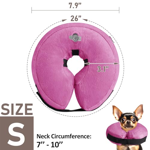 MI CASA Protective Inflatable Collar for Dogs and Cats Washable Soft Pet Cone Recovery Collar with Adjustable Buckle for Dogs Cats Surgery Injuries Recovery (Pink - Image 2
