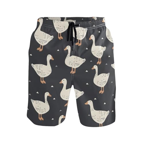 Men's Duck Goose Pattern Swim Trunks Novelty Beach Shorts Quick Dry Swimming Board Trunks