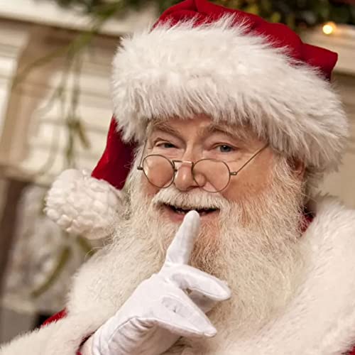 Jonami Brille Weihnachtsmann Kostümbrille Nikolausbrille Weihnachtsmannbrille Nickelbrille Runde Retro Brille Nikolaus für Nikolauskostüm, mit Runden Gläsern