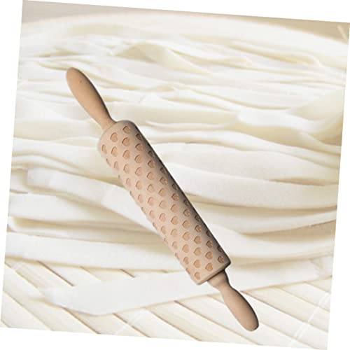 Aboofan 2Pcs Rolling Embossed Rolling Pin Pasta Rolling Pin Wedding Cookies Roller Pin Bakeware Heart Wedding Dough Roller Flower Rolling Pin Home Rolling Baking Rolling Biscuit Wood #TOP6