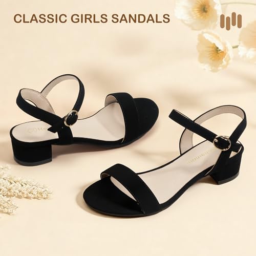 Image of Hehainom Girls Dress Shoes Low Heels Sandals Open Toe Wedding Party School for Little Big Kids Flower Girl Shoes