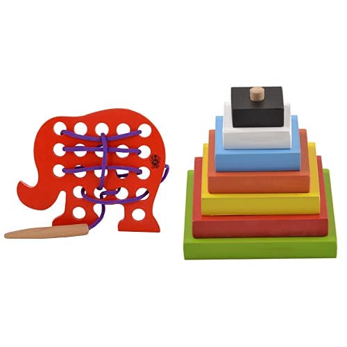 Skillofun - H-4C Wooden Sewing Toy Elephant, Multi Color Wooden Graded Square Tower, Multi Color (B098MT92J9) Amazon Price History, Amazon Price Tracker
