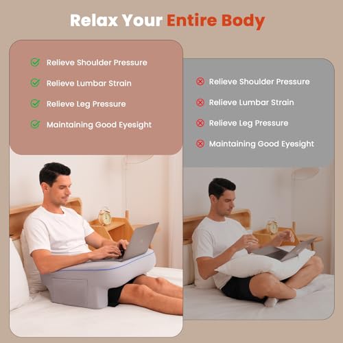 Image of Reading Pillow for Gaming,Lap Desk Pillow for Laptop,Arm Rest Pillow for Reading, Working, Crocheting, Playing Steam Deck Switch or Sitting in Bed,Sofa