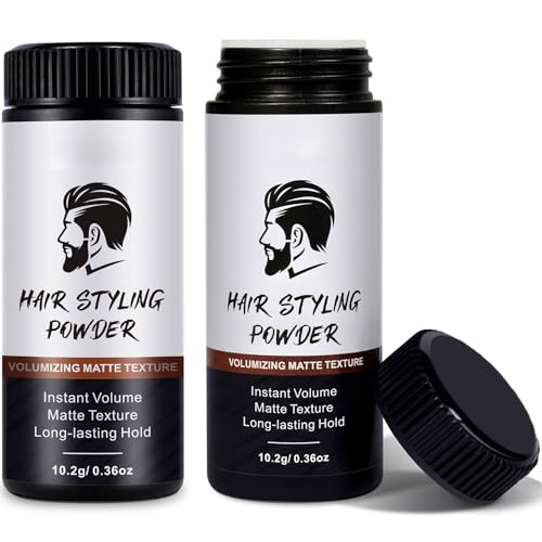 Hair Styling Powder for Men, 2 PCS Hair Texture Powder - Matte Hair Volume Powder for All Hair Types - Easy to Apply With No Oil or Greasy Residue - 10g