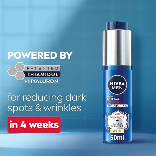 NIVEA MEN Anti-Age 2in1 Power Moisturiser (50ml), With SPF 30, Thiamidol, and Hyaluronic Acid for Sun Protection, Dark Spot Prevention, and Younger-Looking Skin