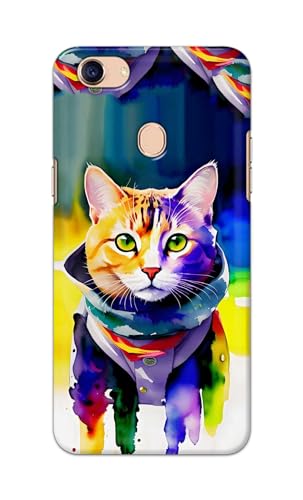 Image of Printed Hard Back Cover for Oppo F5 | Oppo F5 Youth | Oppo F5 Plus Back Cover (Coloured Cat) -190724(EA)