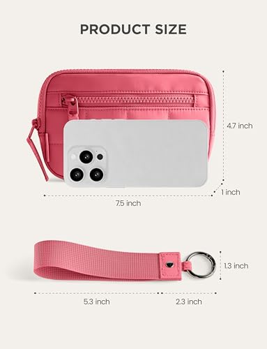 Image of Uselike Womens Wallet Card Holder Purse with Zipper Quilted Phone Wallet RFID Blocking Small Wristlet Wallets for Everyday, Travel (Magenta)
