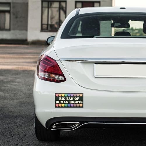 Image of [7.5 inchx3.75 inch] Big Fan of Human Rights Bumper Sticker Social Justice Equality Stickers Feminist Liberal Decal Diversiy Inclusion Resist Protest Vinyl Waterproof Decal for Cars Windows Vehicles