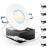 Sunco 6 Pack 3 Inch Recessed LED Lights, Ultra Thin Ceiling Lighting, 500 LM, 8W (50W Equivalent), Selectable 2700K/3000K/4000K/5000K/6000K, Dimmable, Wafer Thin, Canless with Junction Box