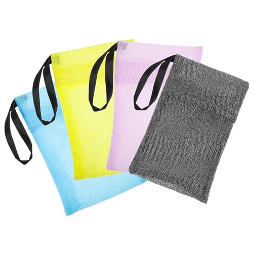 ELAYARD 4個 尼?製 泡立てネット付き 手作り鹸収納ポーチ 角p用 洗顔用 角p入れ 泡立ち促進 バス用品