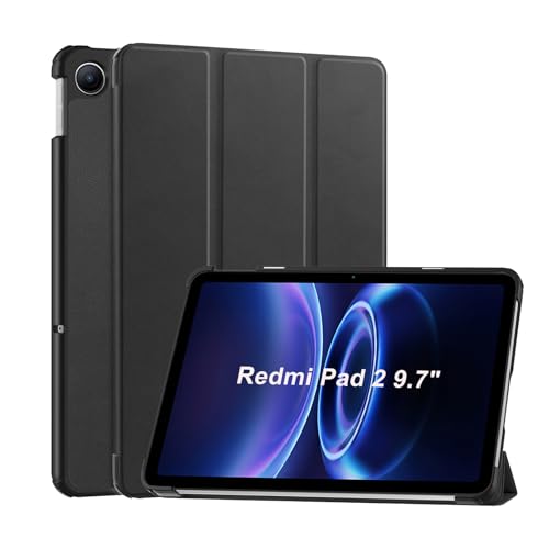 Afikyutu Funda para Xiaomi Redmi Pad 2 9.7 Pulgadas 2026, Ultra Ligero Delgada PU Protectora Carcasa con Smart Auto Sueño/Estela Soporte Carcasa (Negro)