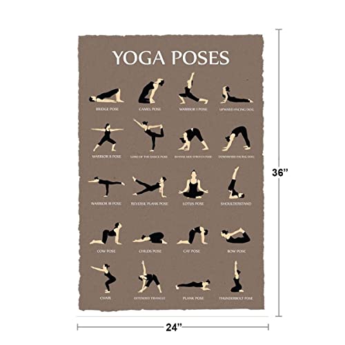 Image of Yoga Poses Poster Position Reference Studio How To Instruction Gray Cool Wall Art Print Poster 24x36