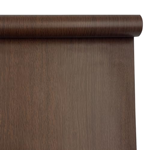 LovingWay 14.7 feet Wallpaper Roll Brown Wood Grain Shelf Liner 17.7x177 Inch Self-Adhesive Computer Gaming Desk Lining Paper Decor Christmas
