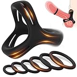 QRRQ Dreieckiger Penisring Vibrator, Penies Ring für Sex, mit 6 Cockringen für Männer aus Silikon, 10 Vibrationsstufen, für Eine Härtere und Längere Erektion, Sexspielzeug für die Paare