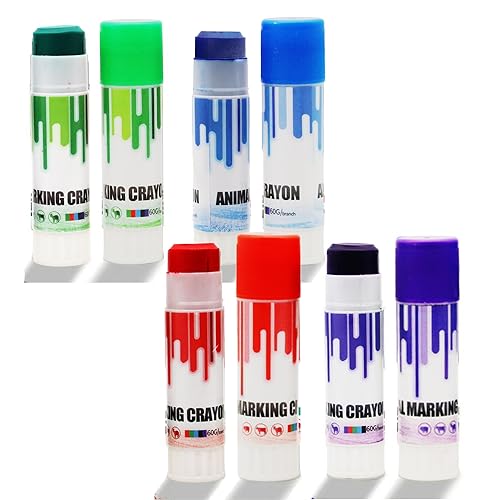 Livestock Identification Marking Crayon, 8PCS High Visibility, Non-toxic Livestock Marking Crayon with Cover for Marking Wet or Dry Animal Fur and Skin, for Cattle sorting, grading, inoculation (8)