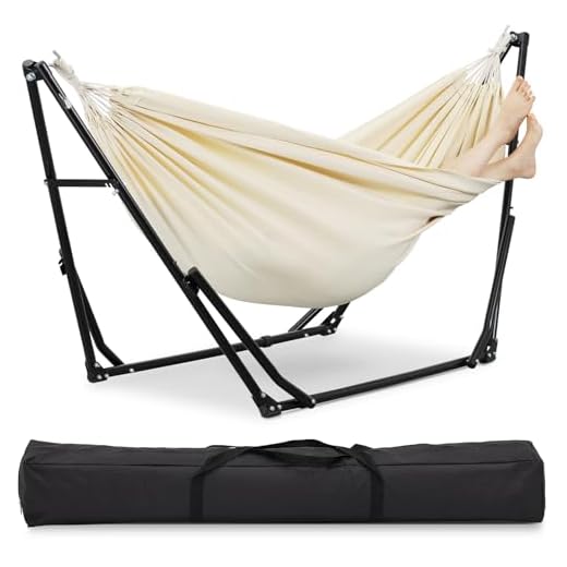 OVASTLKUY 3 in 1 Hammock with Stand, Outdoor Hammock Swing Chair with Portable Heavy Duty Stand, 3 Modes Hammock Stand 480 lbs Weight Capacity (Beige)