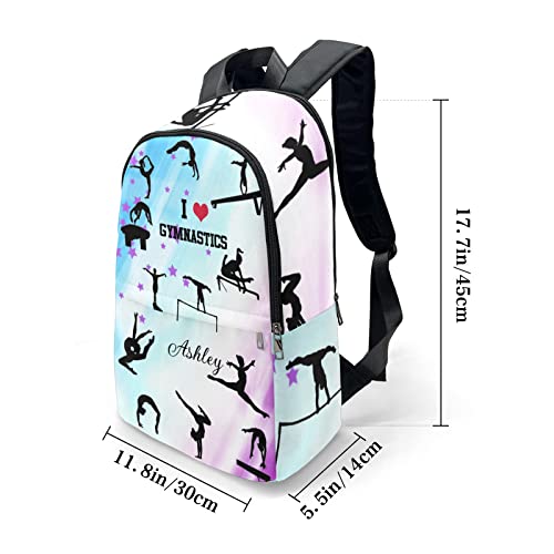 Urcustom Personalized Name Gymnastics Gem Gymnast Girl Stars Backpack Unisex Bookbag For Boy Girl Travel Daypack Bag Purse 17.7 In #TOP6