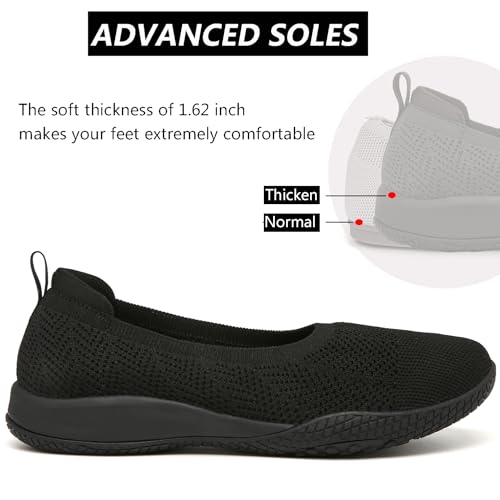 Image of LEDINEY Women's Flats Slip On Go Walk Shoes for Women Comfortable Walking Sneakers Knit Low Wedge Dressy Ballet Shoes Zapatos para Mujer